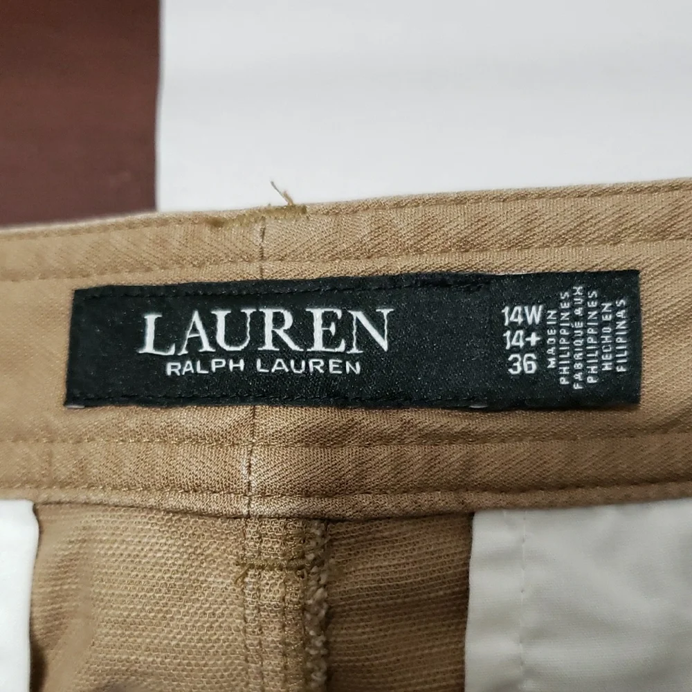 Lauren Ralph Lauren Women's‎ 14 Wide Leg Boho Khaki Chinos Pant